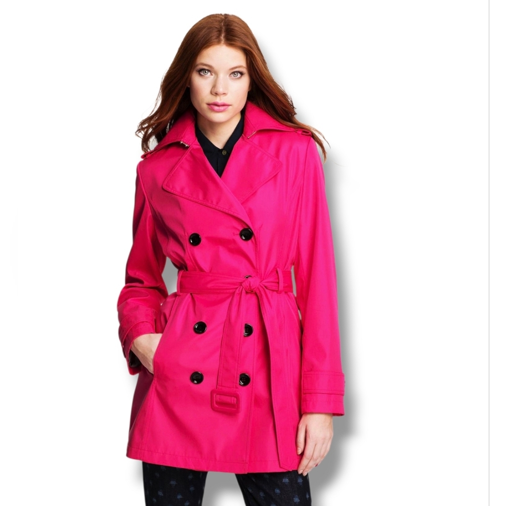 New ❤️ Wantdo Women's Pink  Double-Breasted Trench Coat With Tie Belt